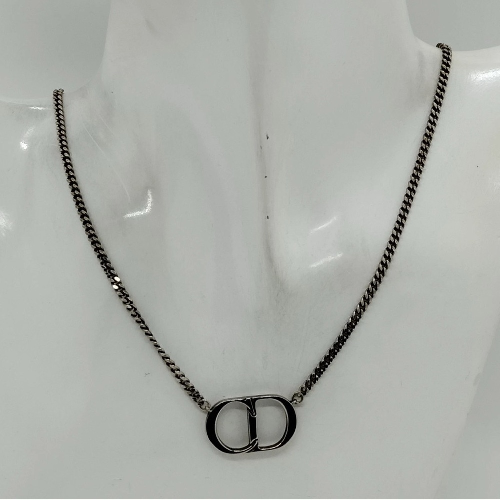 Christian Dior Necklace Silver Authentic Classic CD - Picture 8 of 14